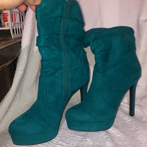 Turquoise platform heel boots Size 7 1/2 - Picture 4 of 6